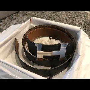 Hermes 38 MM Reversible Belt with Silver Buckle